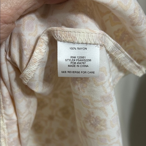 Pink Rose Sleeveless Midi Dress in Cream Lilac Tan Smocked Lightweight Spring S - Picture 3 of 16